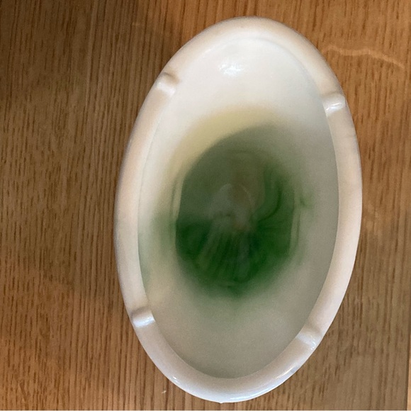 ☘️Vintage Akro Agate Lily Vase Green and White - Picture 3 of 4